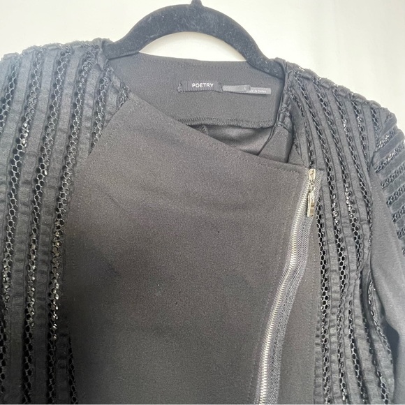 Poetry Black Jacket Size L Juniors Asymmetrical Zipper  Biker Goth Witchy - Picture 3 of 12